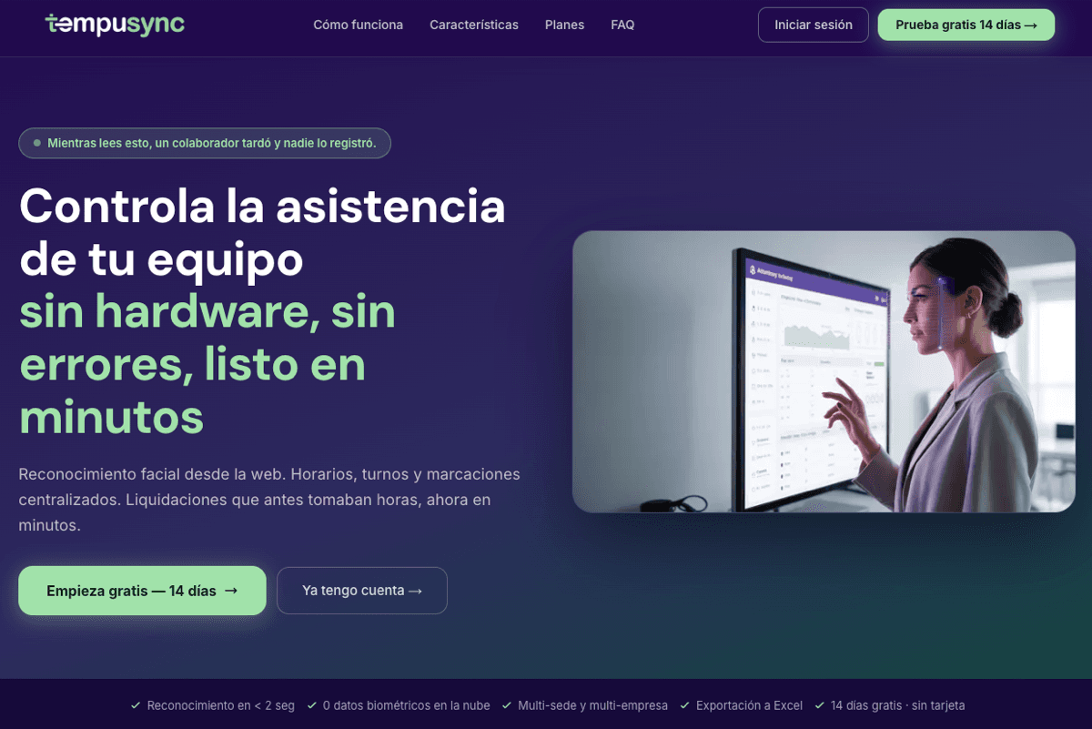 Tempusync — plataforma de asistencia facial